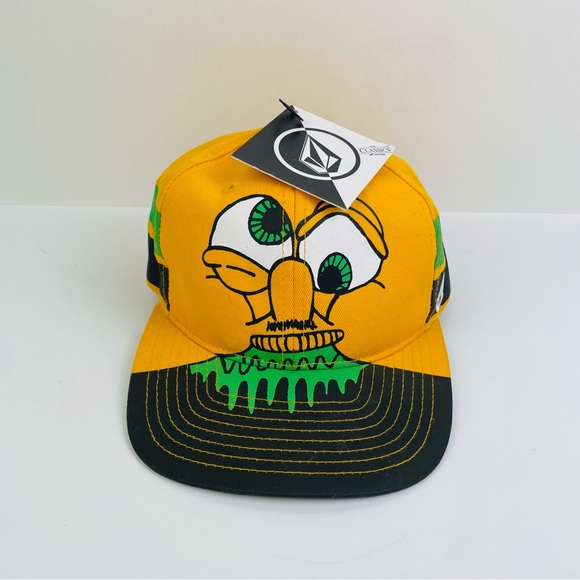Volcom 'Happy Colors' Yellow Green Black Baseball Cap Hat Snapback Kids OSFM - Picture 1 of 9